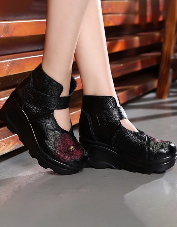 Wedge Heels Etnische Stijl Geborduurde Schoenen