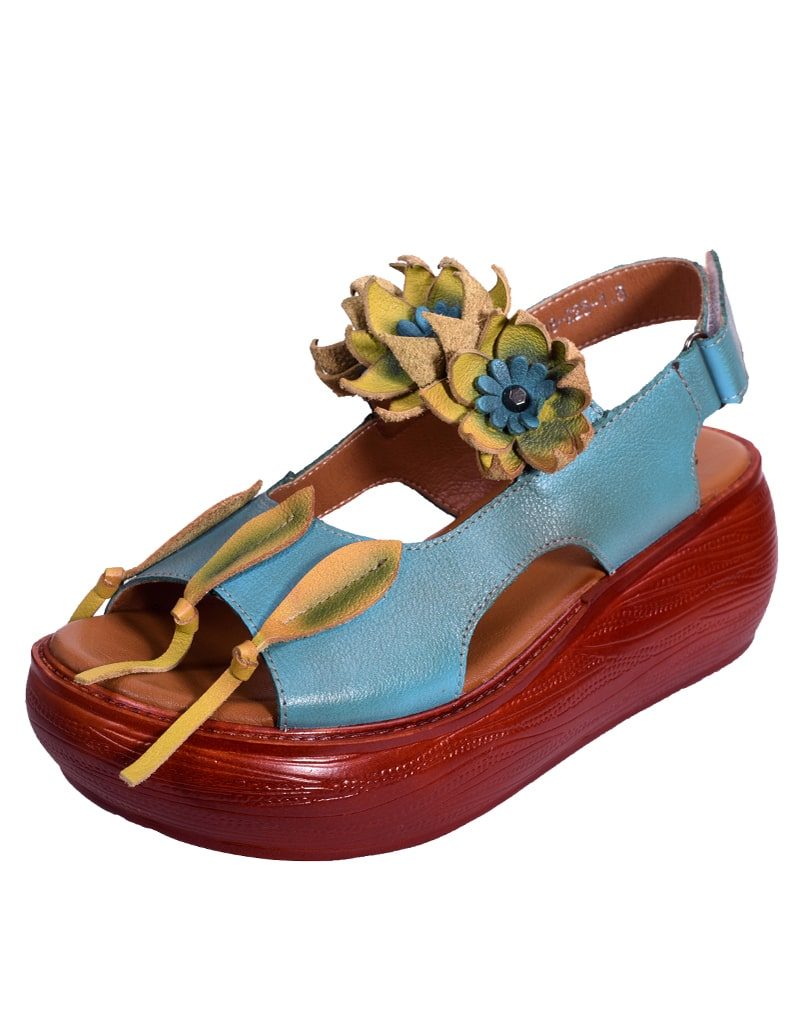 Bloem Retro Leren Kleur Matching Strand Sandalen