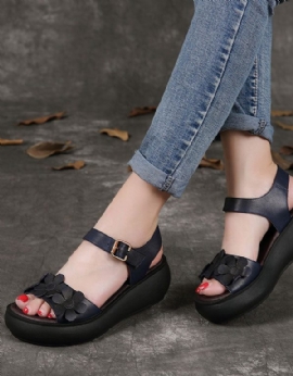 Comfortabele Lederen Retro Handgemaakte Bloemensandalen