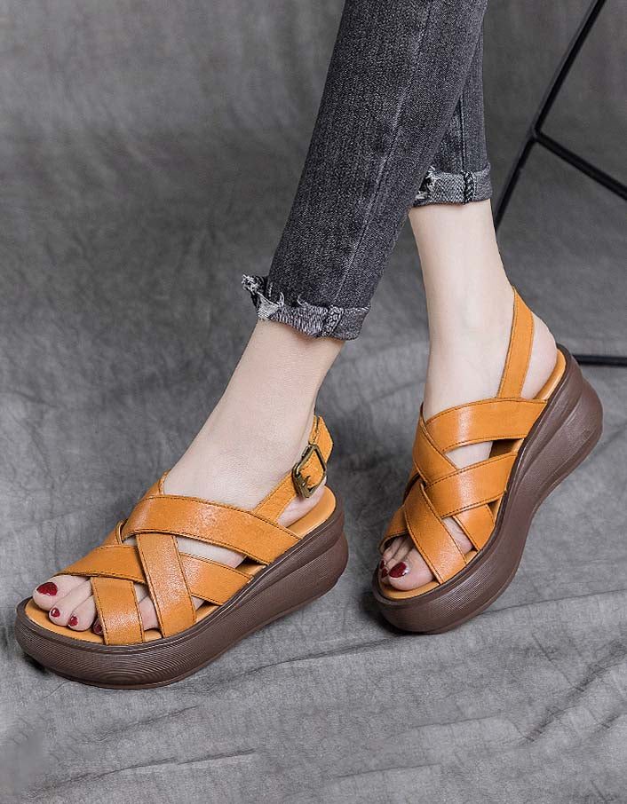 Cross Bandjes Zomervakantie Wedge Sandalen