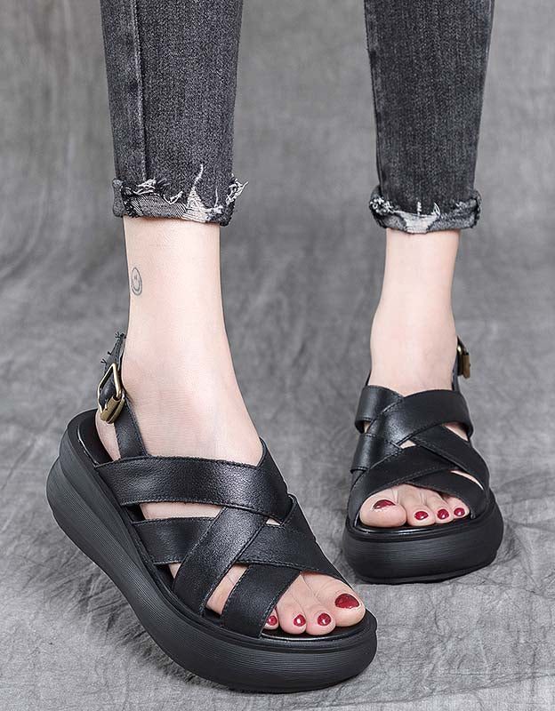 Cross Bandjes Zomervakantie Wedge Sandalen