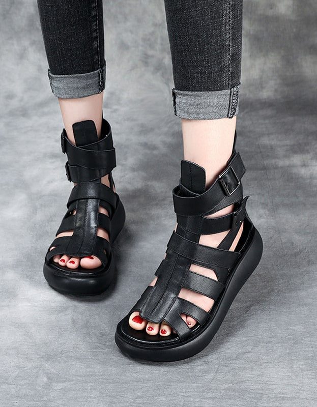 Cross Strap Sandalen Zomerlaarzen Zwart