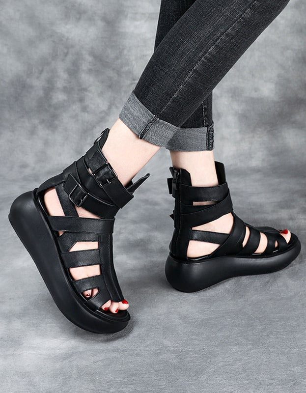 Cross Strap Sandalen Zomerlaarzen Zwart