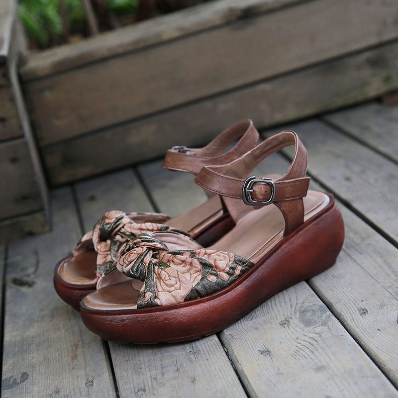 Dames Retro Leren Zomer Platform Sandalen