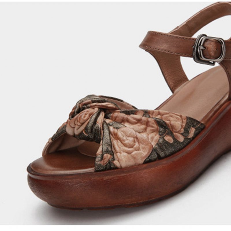 Dames Retro Leren Zomer Platform Sandalen