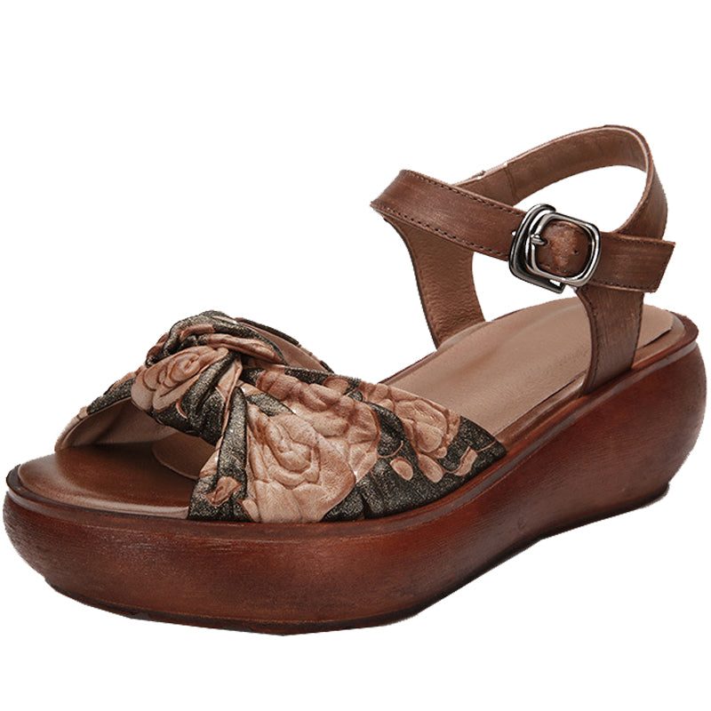 Dames Retro Leren Zomer Platform Sandalen