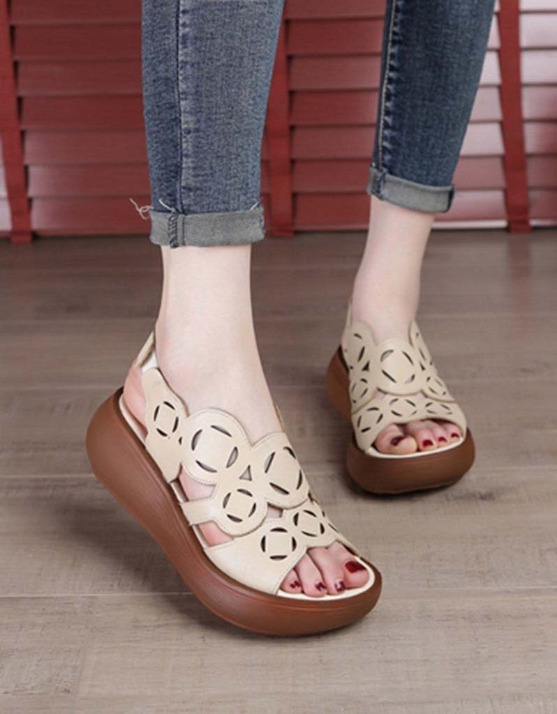 Fish Toe Hollow Wedge Dames Sandalen Slingback