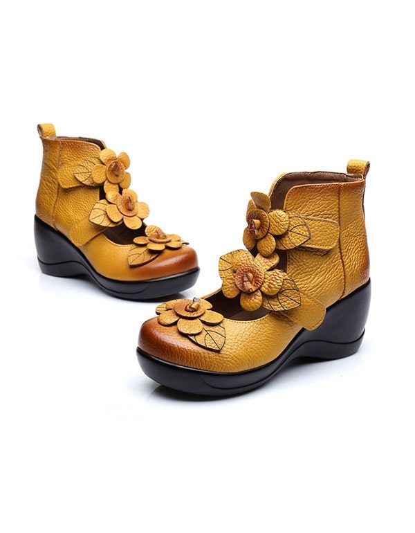 Handgemaakte Bloem Etnische Stijl Dames Wedge Sandalen