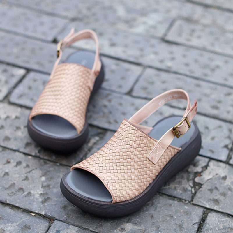 Handgemaakte Geweven Slingback-sandalen Voor Dames