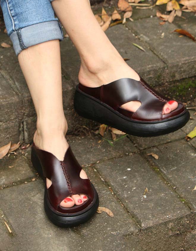 Handgemaakte Retro Zomer Wedge Pantoffels