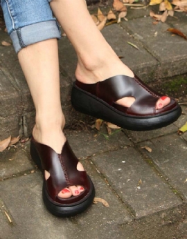 Handgemaakte Retro Zomer Wedge Pantoffels