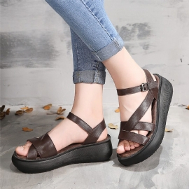 Handgemaakte Zomersandalen Met Retro Sleehak | Obiono