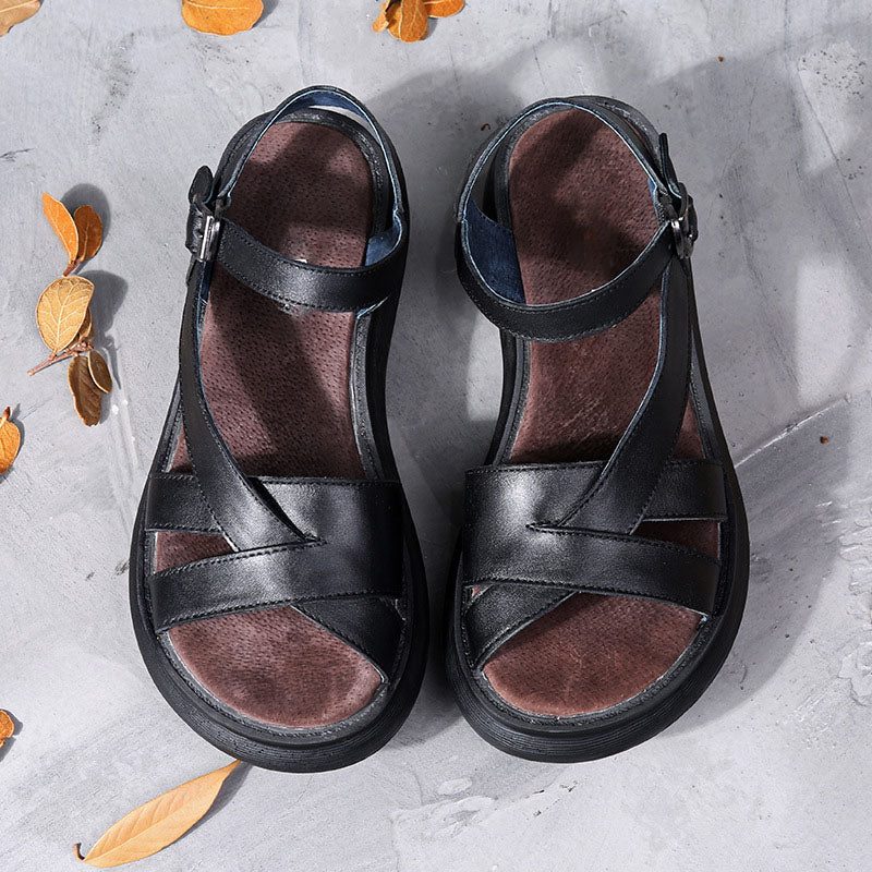 Handgemaakte Zomersandalen Met Retro Sleehak | Obiono