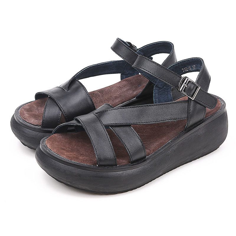 Handgemaakte Zomersandalen Met Retro Sleehak | Obiono