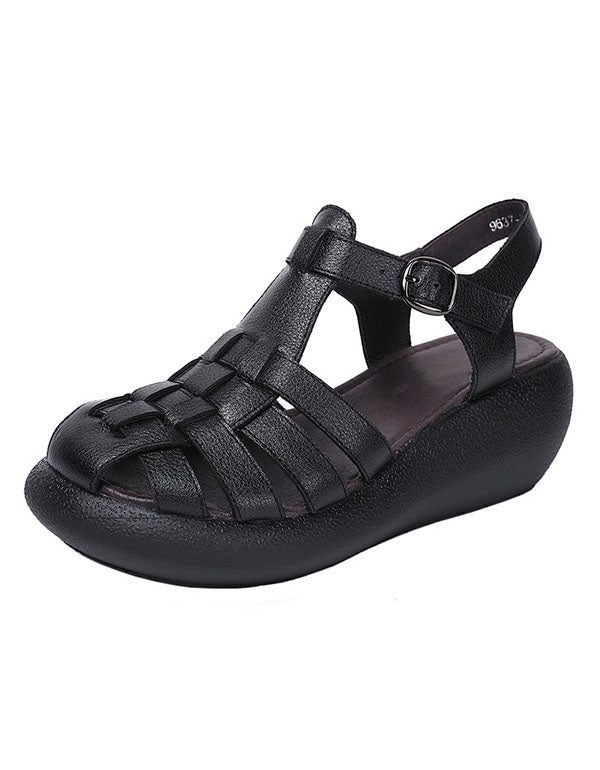 Leren Retro Romeins Geweven Sandalen