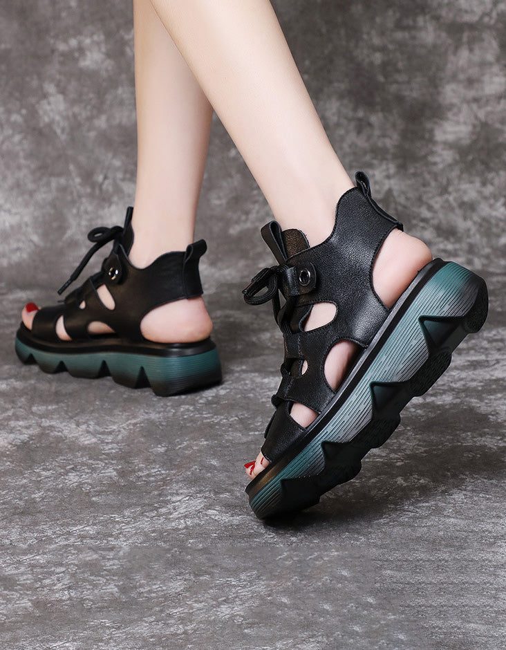 Platformsandalen Met Veters Aan De Voorkant