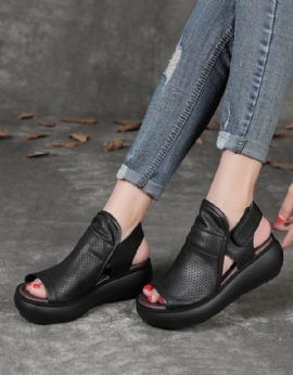 Retro Hollow Wedge Sandalen Slingback Voor Dames