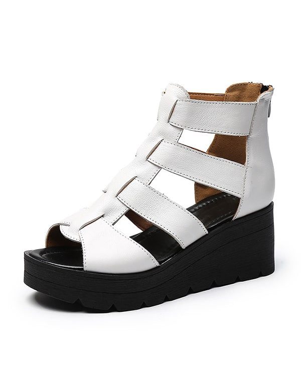 Rome Retro Wedge Sandalen Met Bandjes