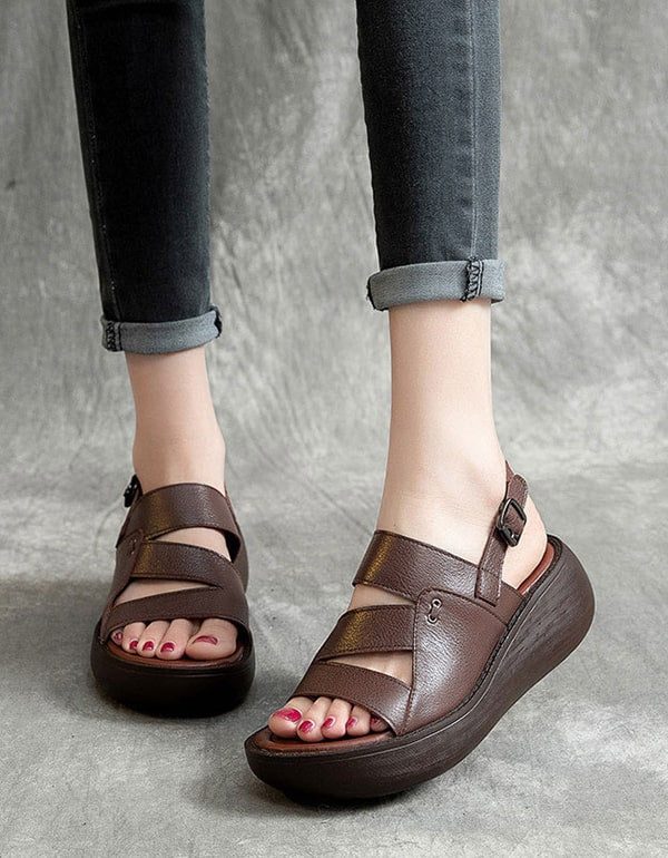 Slingback Retro Wedge Sandalen Voor Dames