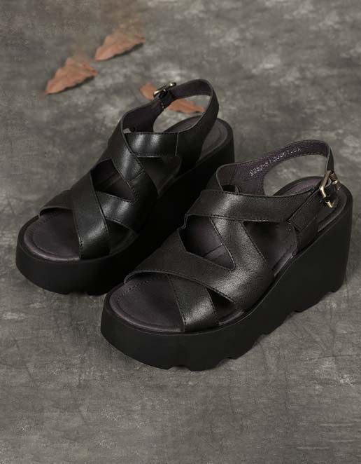 Slingback Wedge-sandalen Met Gekruiste Bandjes Voor Dames