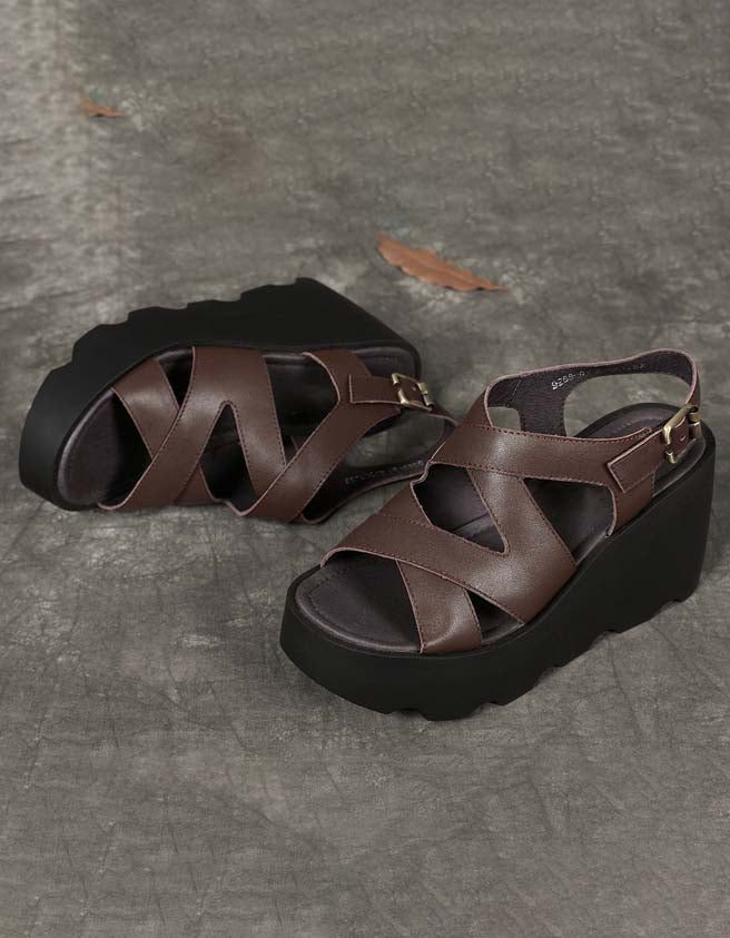 Slingback Wedge-sandalen Met Gekruiste Bandjes Voor Dames