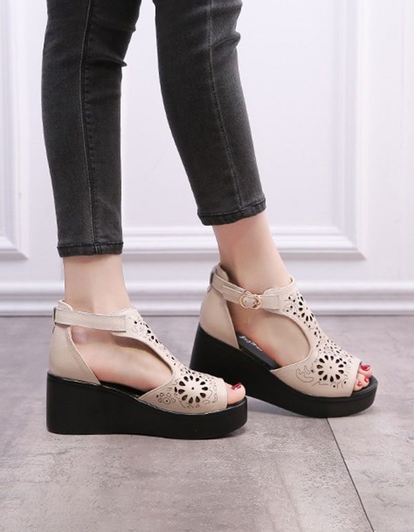 Visteen Enkel Gesp Holle Wedge Sandalen