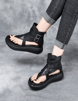 Wedge Flip Flop Zomer Sandalen Zwart