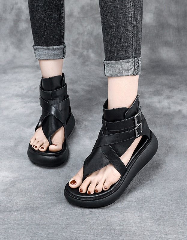 Wedge Flip Flop Zomer Sandalen Zwart