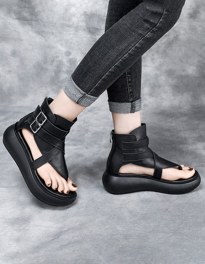 Wedge Flip Flop Zomer Sandalen Zwart