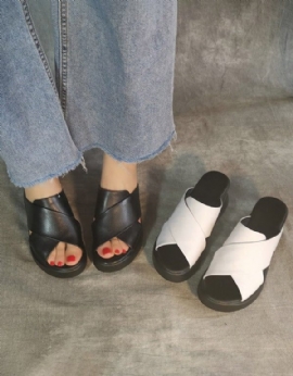 Wedge-slipper Met Gekruiste Bandjes Voor Dames