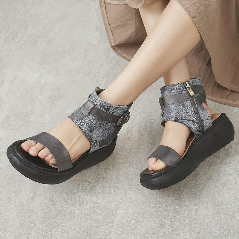 Zomer Dames Leren Platform Sandalen