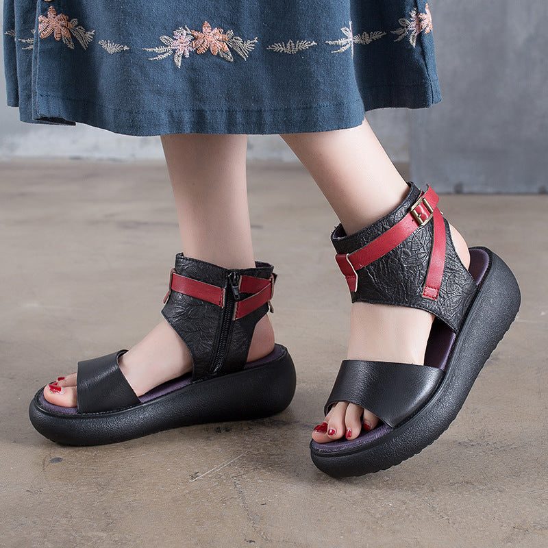 Zomer Dames Leren Platform Sandalen