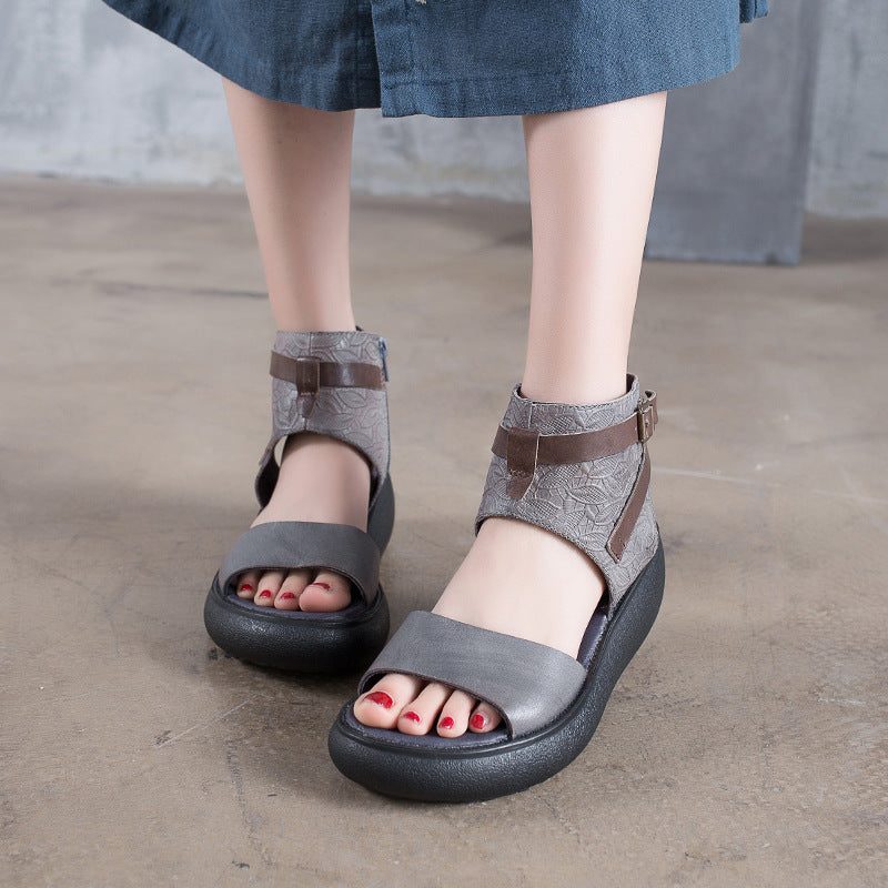 Zomer Dames Leren Platform Sandalen