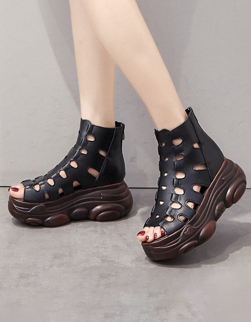 Zomer Fish Toe Hollow Wedge Sandalen Laarzen