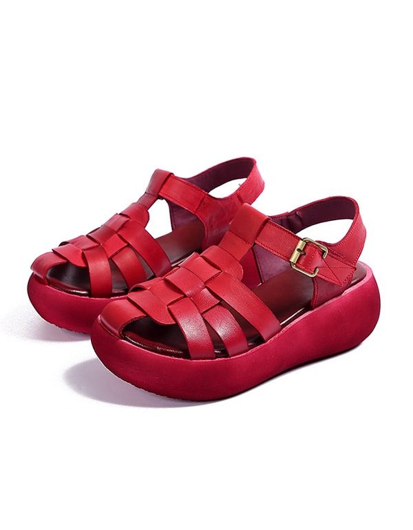 Zomer Geweven Retro Wedge Sandalen Slingback