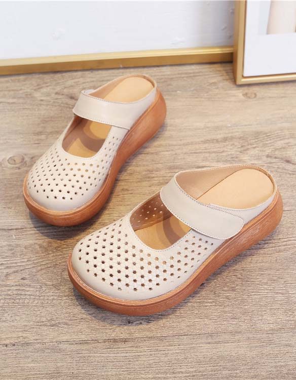 Zomer Hollow Velcro Wedge Slipper