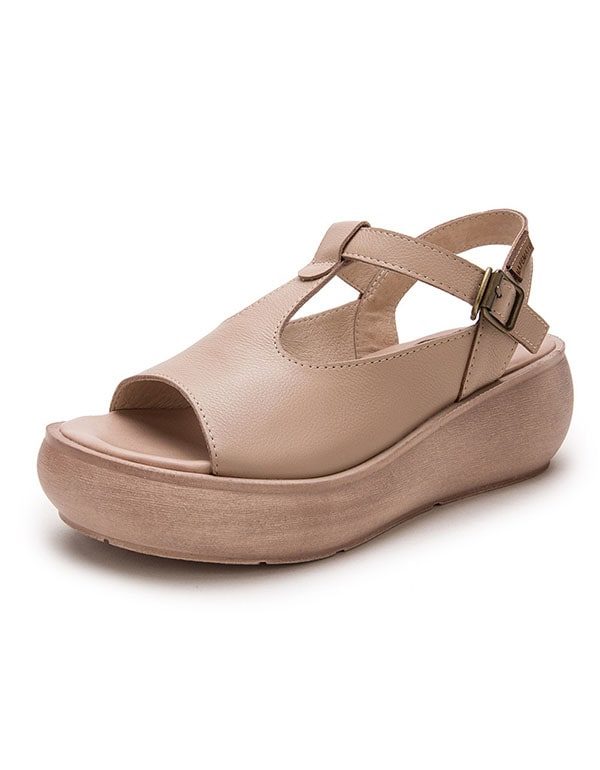 Zomer Leren Open Teen Mode Wedge Sandalen