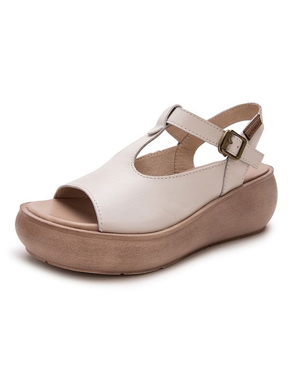 Zomer Leren Open Teen Mode Wedge Sandalen