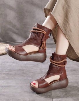 Zomer Open Teen Side Hollow Leren Sandalen