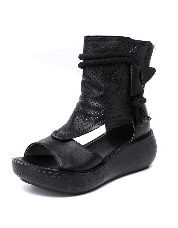 Zomer Open Teen Side Hollow Leren Sandalen