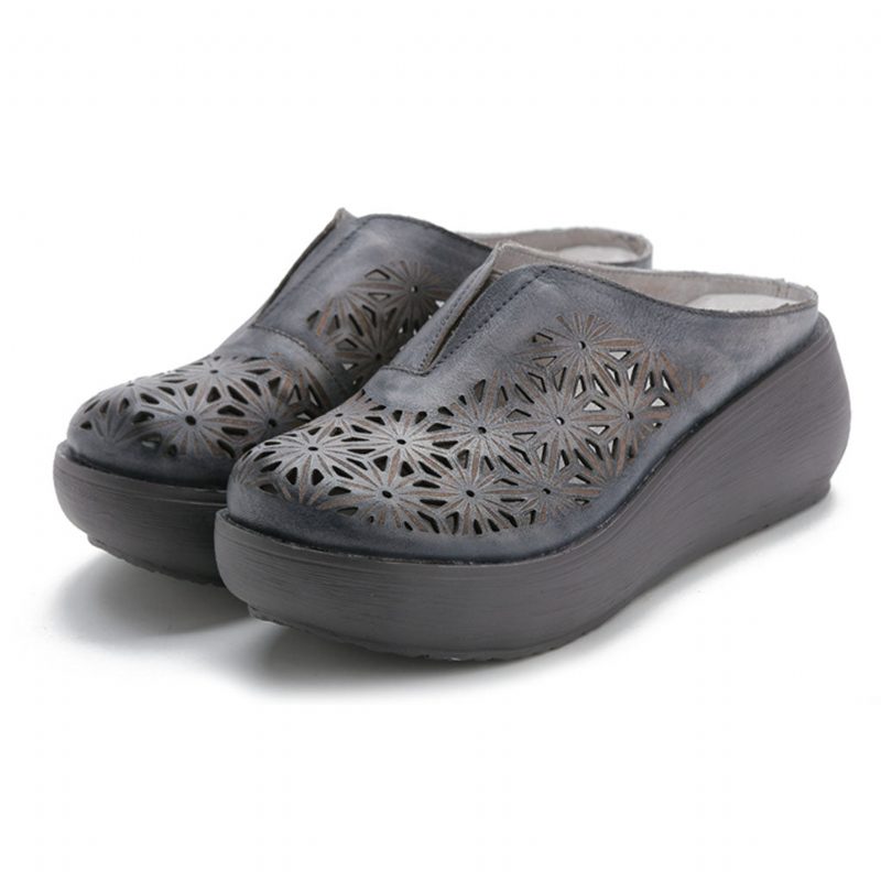 Zomer Retro Hollow Vakantie Wedge Slippers