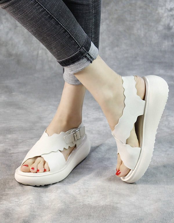 Zomer Retro Plateausandalen Met Gekruiste Bandjes