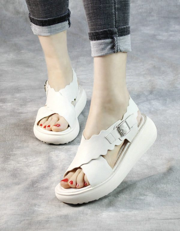 Zomer Retro Plateausandalen Met Gekruiste Bandjes