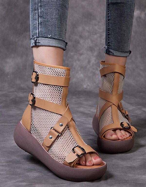 Zomer Sandalen Met Open Neus En Half Bad Mesh Met Bandjes