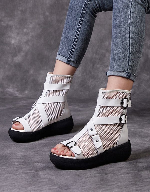 Zomer Sandalen Met Open Neus En Half Bad Mesh Met Bandjes