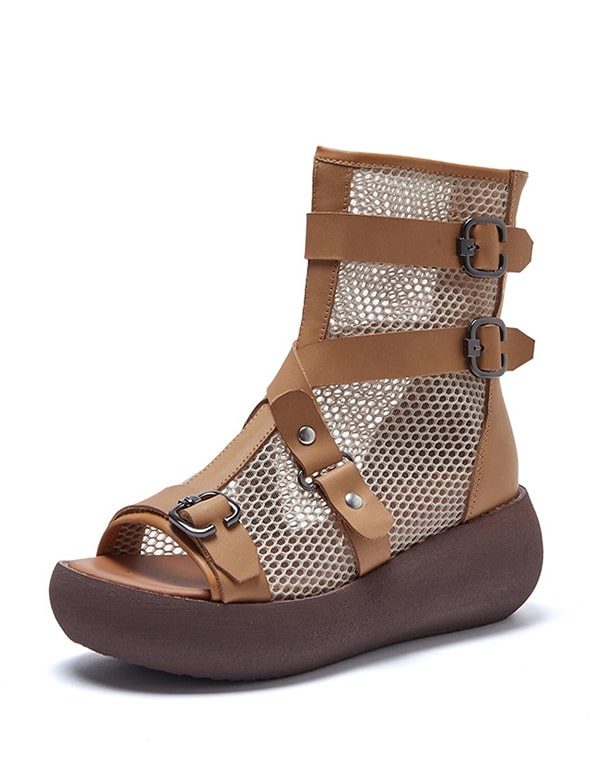 Zomer Sandalen Met Open Neus En Half Bad Mesh Met Bandjes