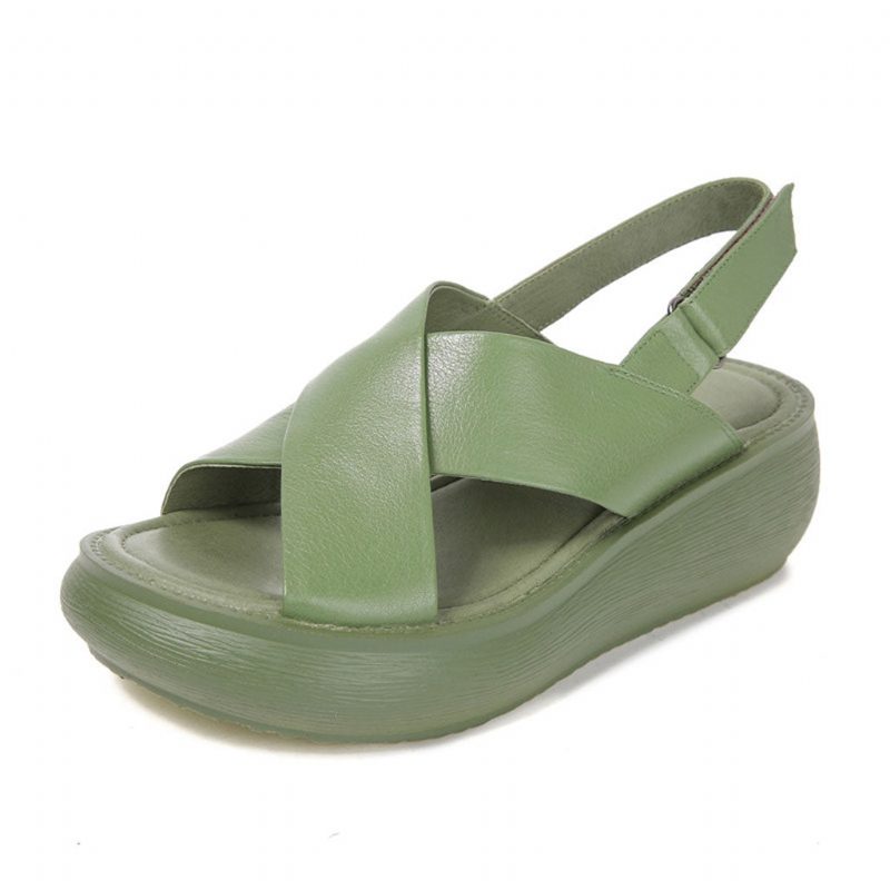 Zomer Sandalen Met Sleehak En Kruisband