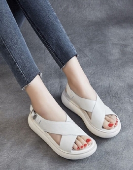 Zomer Slingback Wedge Sandalen Met Kruisband Wit