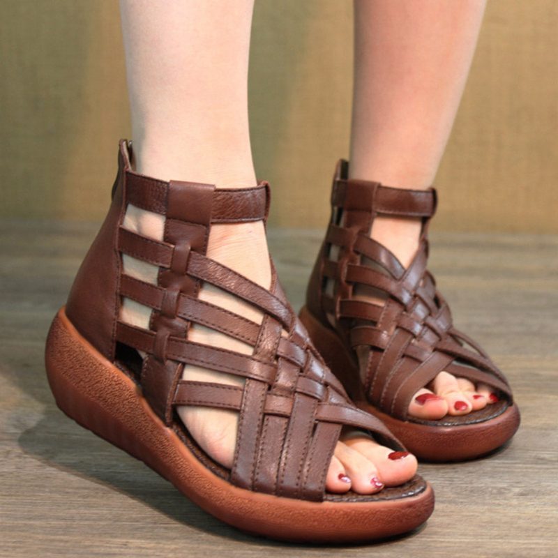 Zomer Vintage Wedge Woven Sandalen