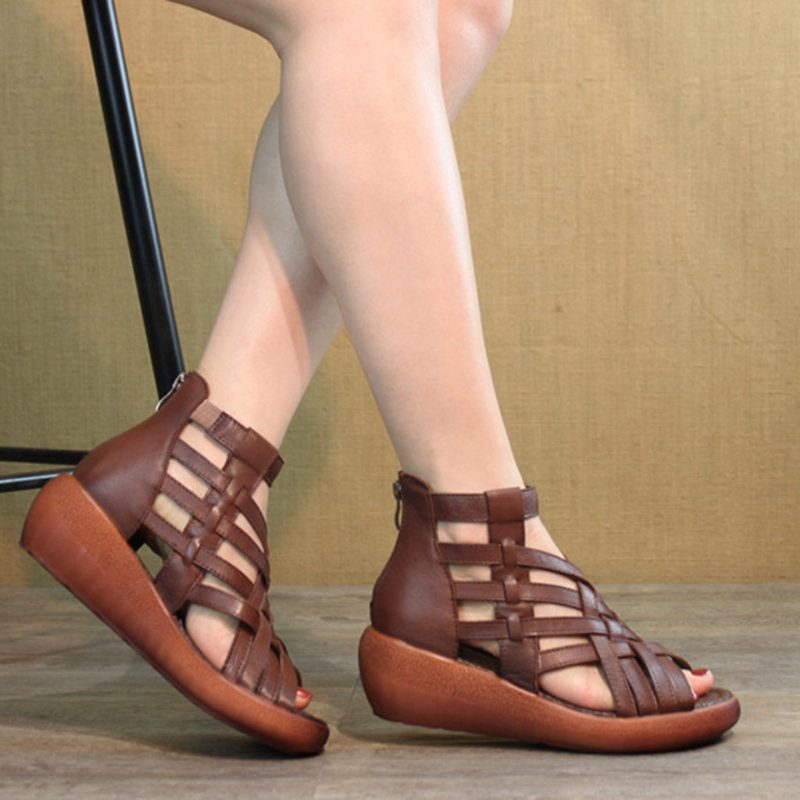 Zomer Vintage Wedge Woven Sandalen